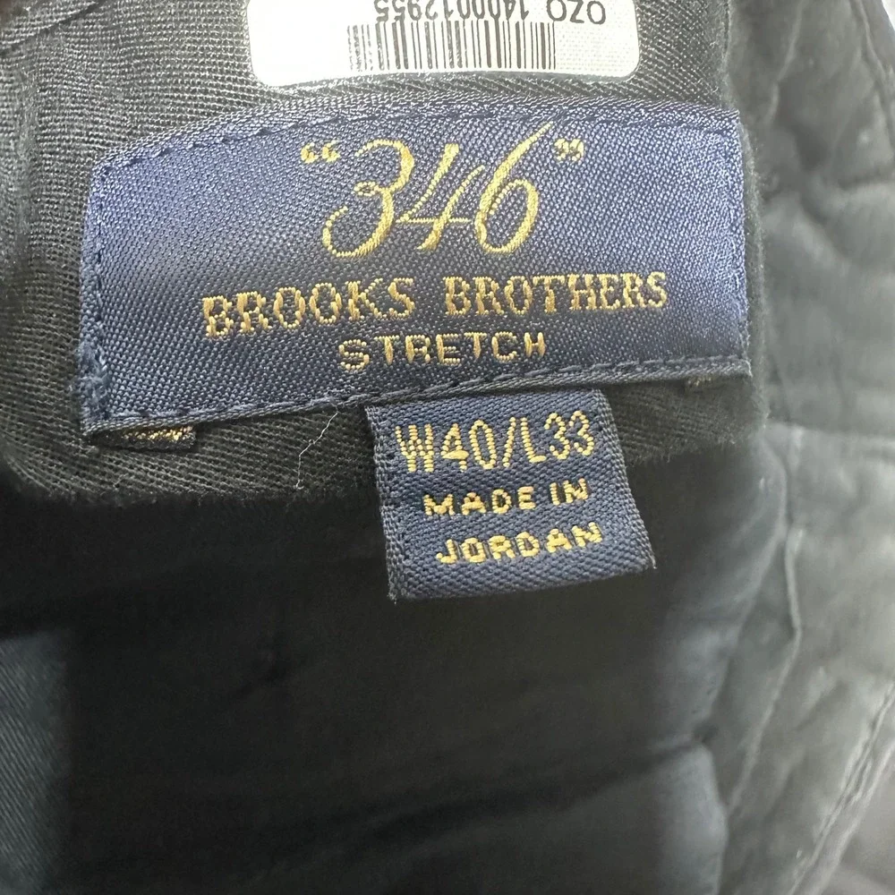 Brooks Brothers 346 Mens Black Pleated Wool Stretch Dress Pants W40 L33‎